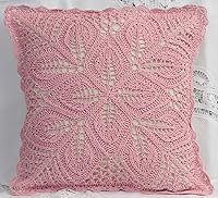 Creative Linens 100% Cotton Crochet Lace Pink Throw Pillow Cover 16x16 - Zippered Cushion Case for Elegant Home Decor