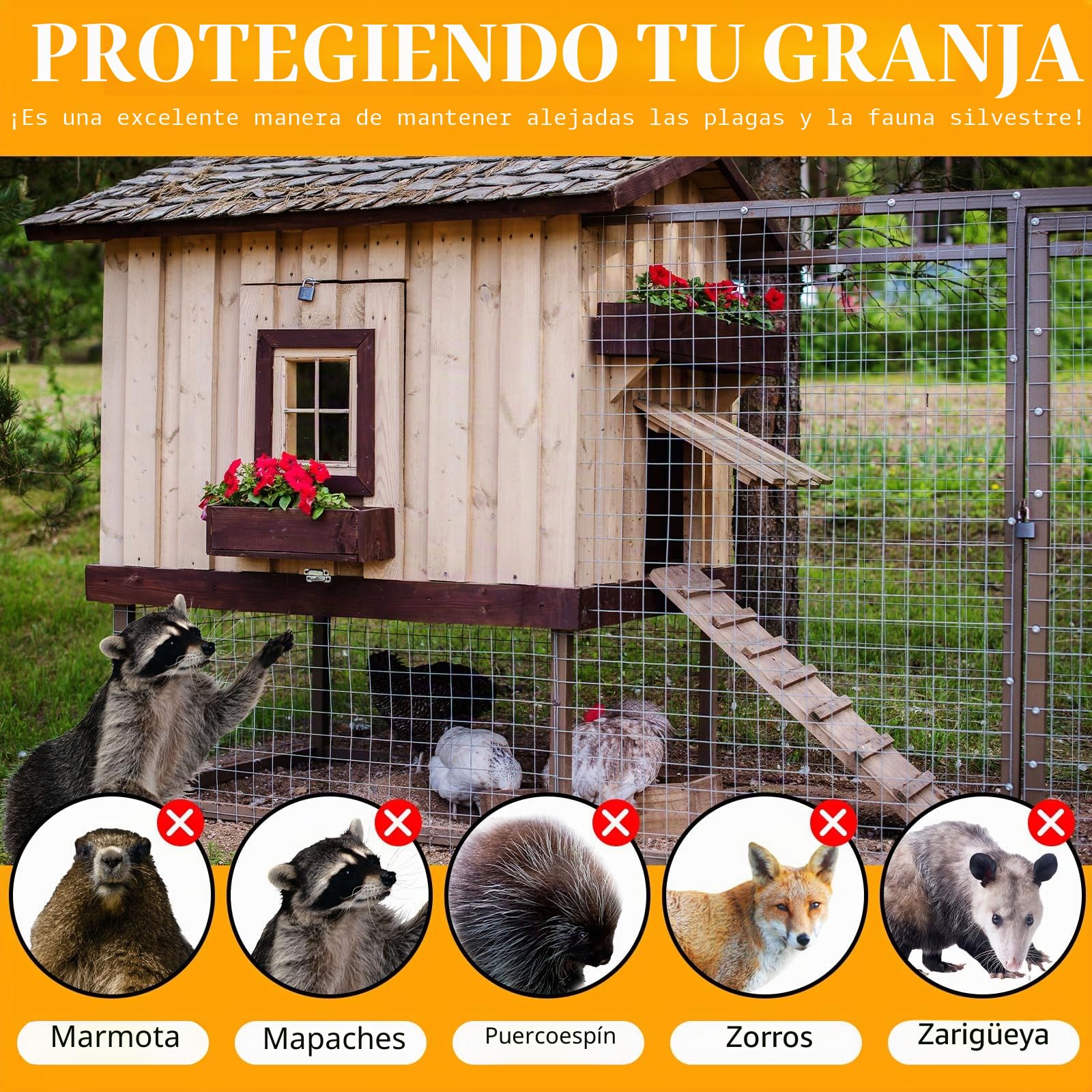 Malla de alambre galvanizado, 1 m × 10 m, malla de 6 mm, red para ratas y roedores, valla universal para camas elevadas, pollos, conejos, ardillas y ratones