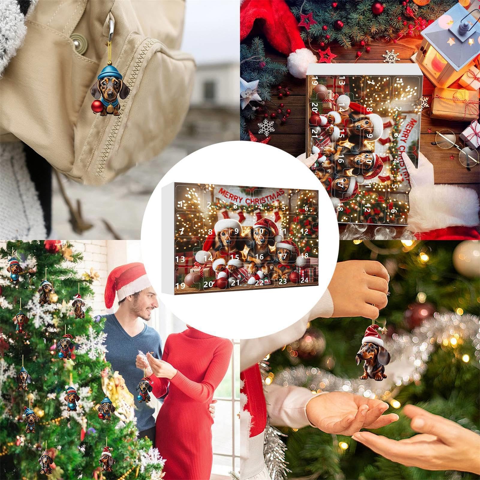 Calendario Avvento Bassotto Natale - 24 Ornamenti In Acrilico Per Albero E Decorazioni - Foto 6