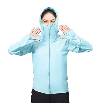 U Trends Womens Sun Protection mask Shawl- Sun coat For Full Face,Hair and Arm protection-Dust proof Riding mask With Hat Roof, Women (Blue)