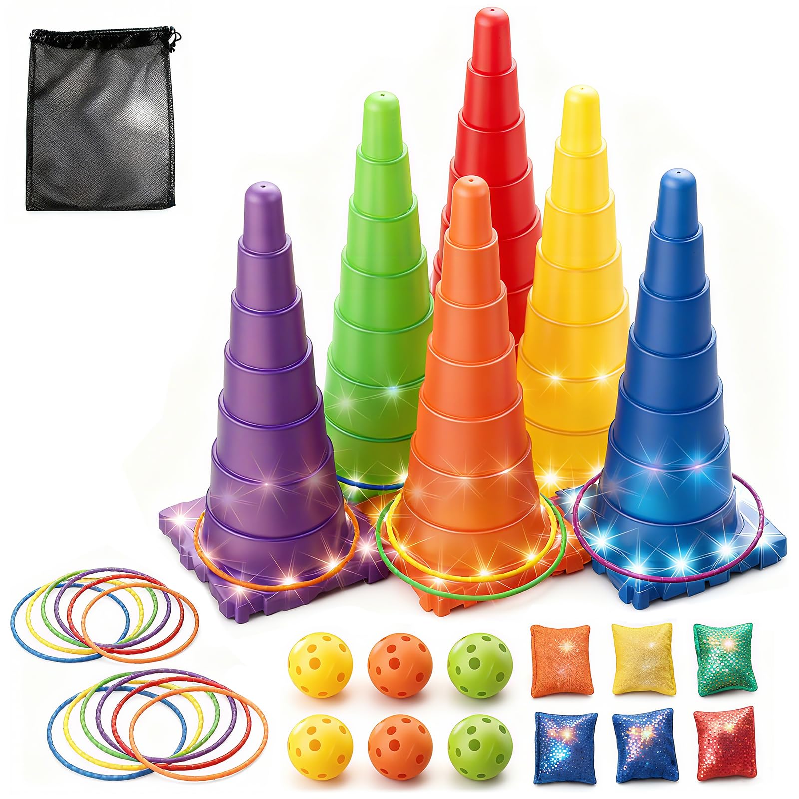 Ysityum Light Up Throwing Games, Children's Party Ring Toss Game, Varied Gameplay, Outdoor, Bean Bag Toss, Garden Games