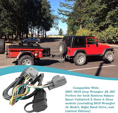 Miniatura 2 de Arnés de cableado de remolque de 4 pines de 67 pulgadas 17275.01 compatible con Jeep Wrangler JK JKU Rubicon Sahara Sport Unlimited de 2 puertas y 4