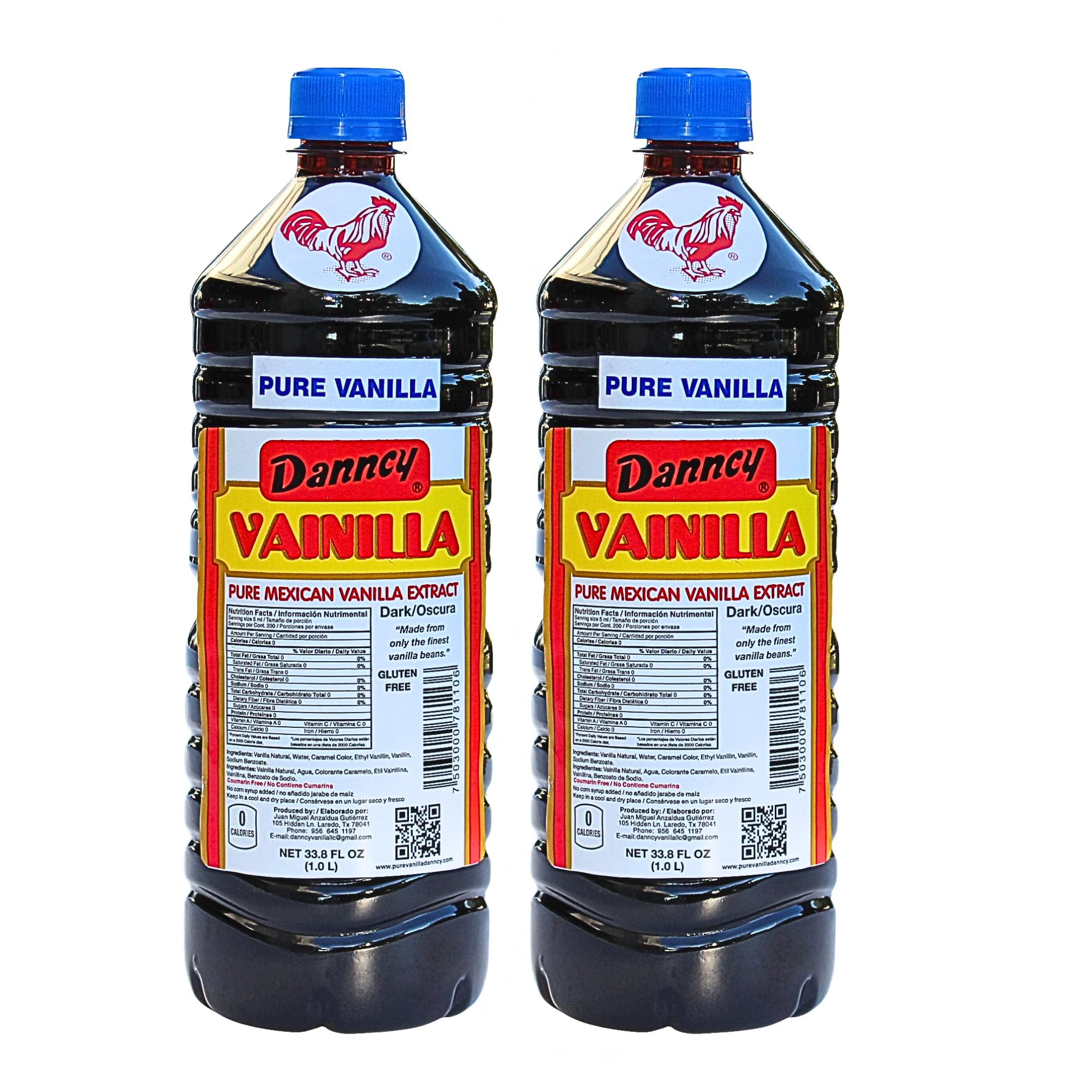 Danncy Vanilla Dark 33.8 fl oz (1L) 2 Pack – Authentic Mexican Vanilla Flavor