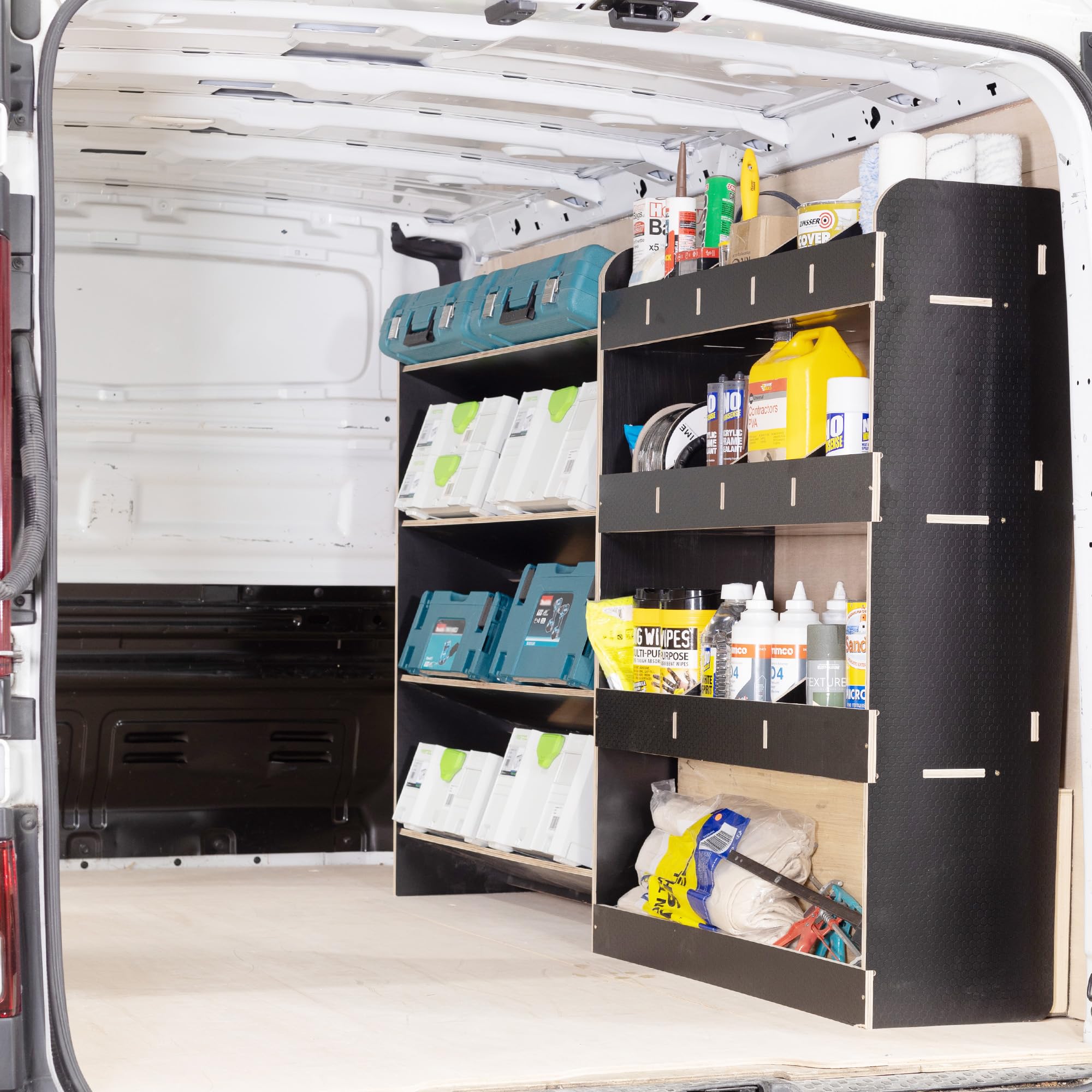 VANIFY Van Racking & Shelving compatible with Trafic LWB (L2) 2015+ Heavy Duty HEXABOARD Van Storage System - Tool Storage Shelves & Work Vehicle Organisation - Driver Side Rack