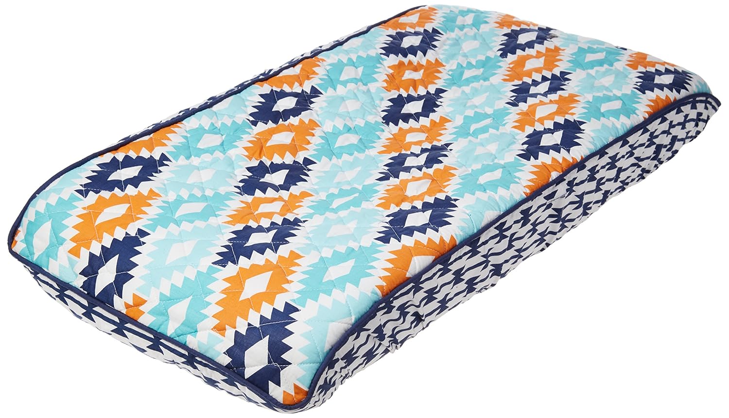 Bacati - Liam Aztec Kilim Aqua/Orange/Navy Quilted Changing Pad Cover