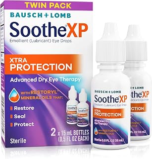 Soothe XP Eye Drops: Xtra Protection Lubricating Drops for Dry Eyes, Restores Lipid Layer, Seals Moisture, Relieves Irritation - 0.5 Fl Oz Twin Pack