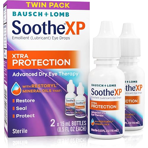 Soothe XP Eye Drops for Dry Eye Symptoms, Xtra Protection Lubricating Eye Drops, Restores Moisture, Relieves Irritation and Protects Against Tear Loss, Advanced Dry Eye Therapy, 0.5 Fl Oz (Pack of 2)