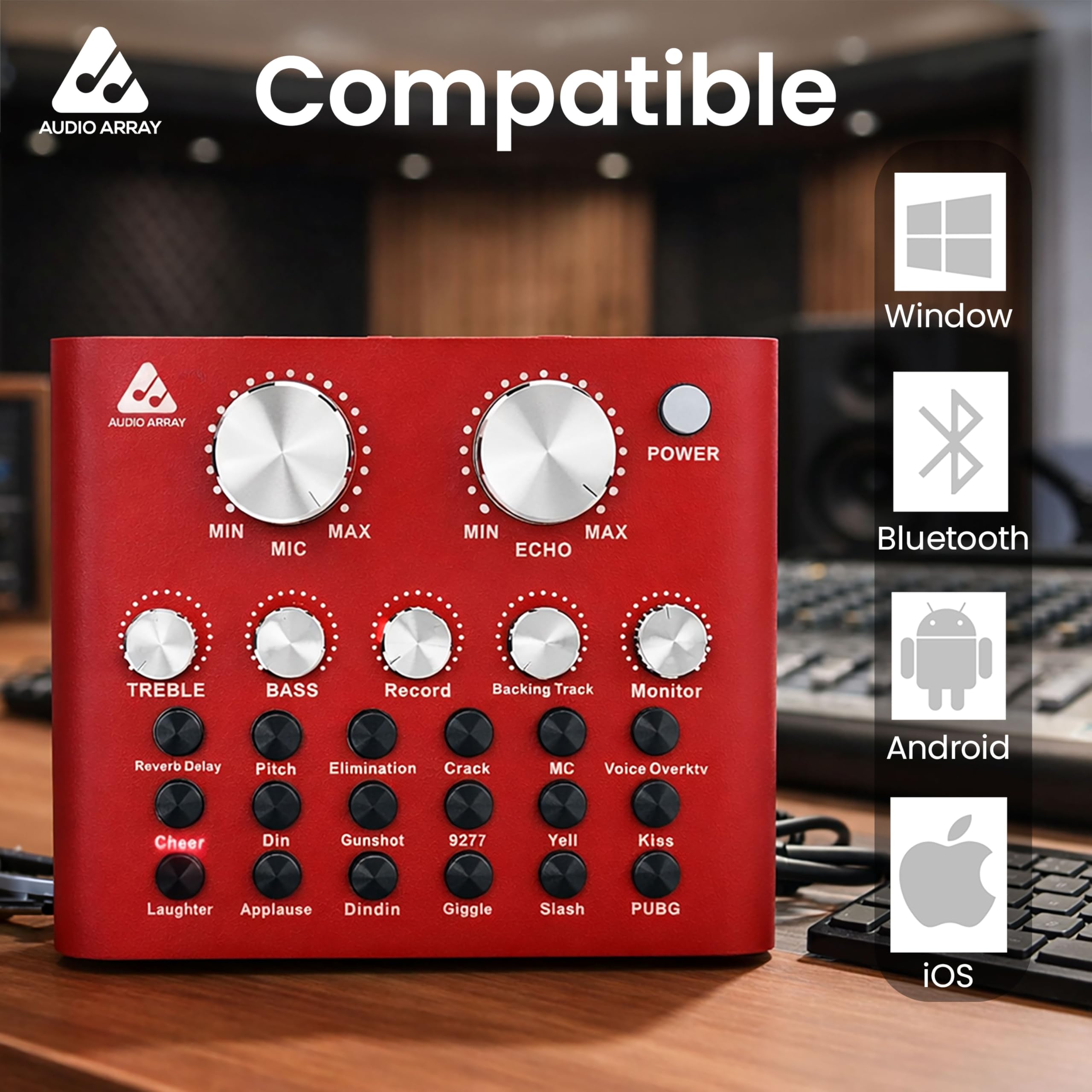 Audio Array Singing Bundle | Condenser Mic with Boom Arm & Sound Card V8 | Voice Effects, Reverb, Bluetooth | Ideal for Podcasting, Karaoke, Live Streaming, YouTube & Singing - GB-03 — Amazon image 6
