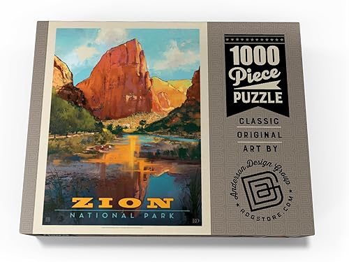Miniatura 4 de Zion National Park Virgin River Valley, póster vintage, rompecabezas de 1000 piezas prémium para adultos