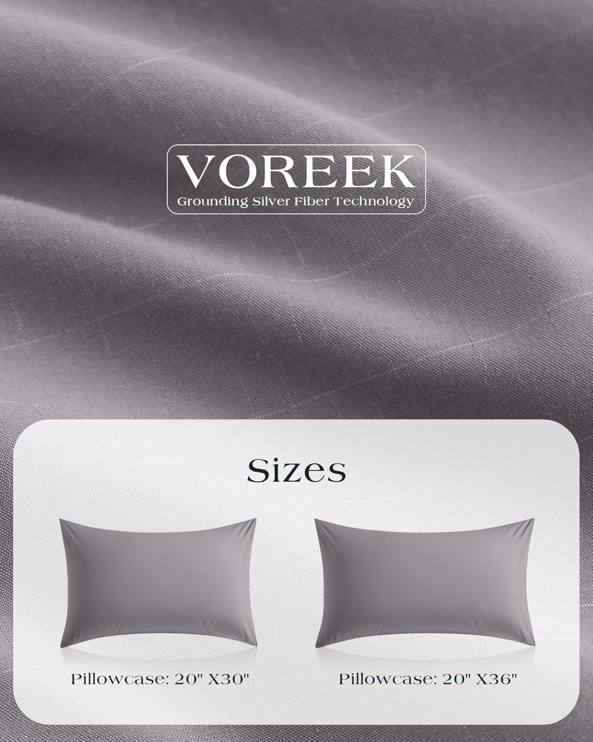 1PC Grounding Pillowcase 10% Pure Silver Fiber+90% Cotton, Grounding at Home-Make You Healthier's Earth Connected Pillow Cover with Grounding Cord Included (Deep Grey, 20x36in)