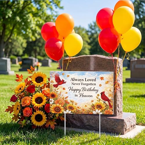 Frienda Fall Happy Birthday in Heaven Decoration Fall Sunflowers Cardinals