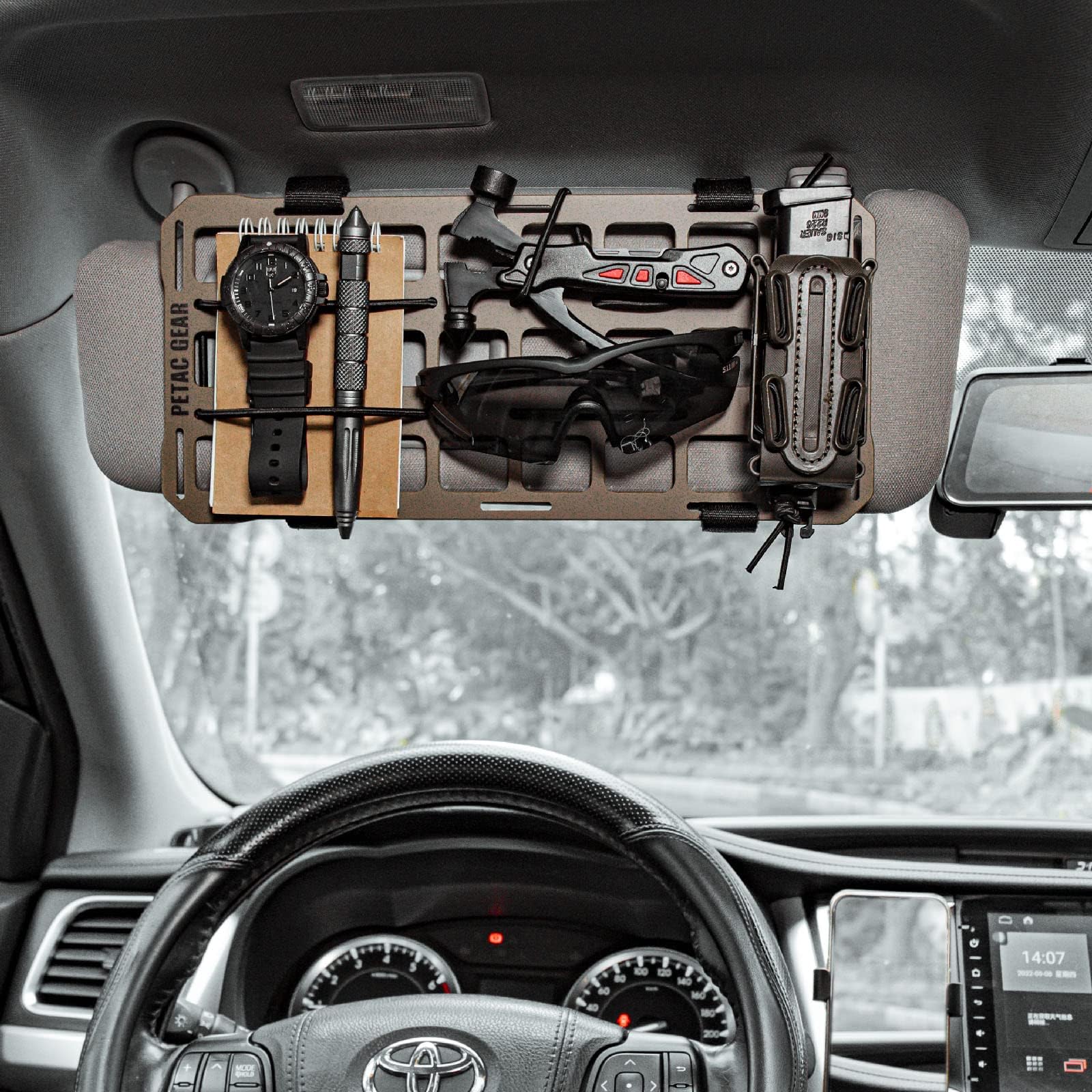 Car Sun Visor EDC Orgnaizer|Auto Rigid Molle Panels For Vehicles Car Seat Back Organizer Tactical Gears Rack Truck Mount Panels (Dark Earth)