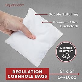 Play Platoon Weather Resistant Cornhole Bags - Set of 8 Regulation Corn Hole Bean Bags - Red & White - Durable Duck Cloth Corn Hole Bag for Tossing Game, Includes Tote Bag