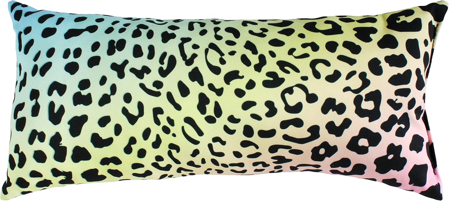 College Covers Animal Print Pillows Decorative Pillow, 16" X 6", Leopard Pastel Gradient/Black