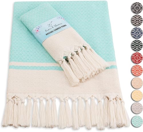 Miniatura 1 de Rumi & Shams - Toallas de mano turcas para baño, 2 toallas de mano de granja, toallas de mano bohemias de 16 x 32 pulgadas, toallas de cocina turcas