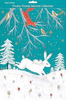 Roger la Borde Frosty Forest Hare Advent Calendar Flat - 380 mm x 270 mm Gold Foil