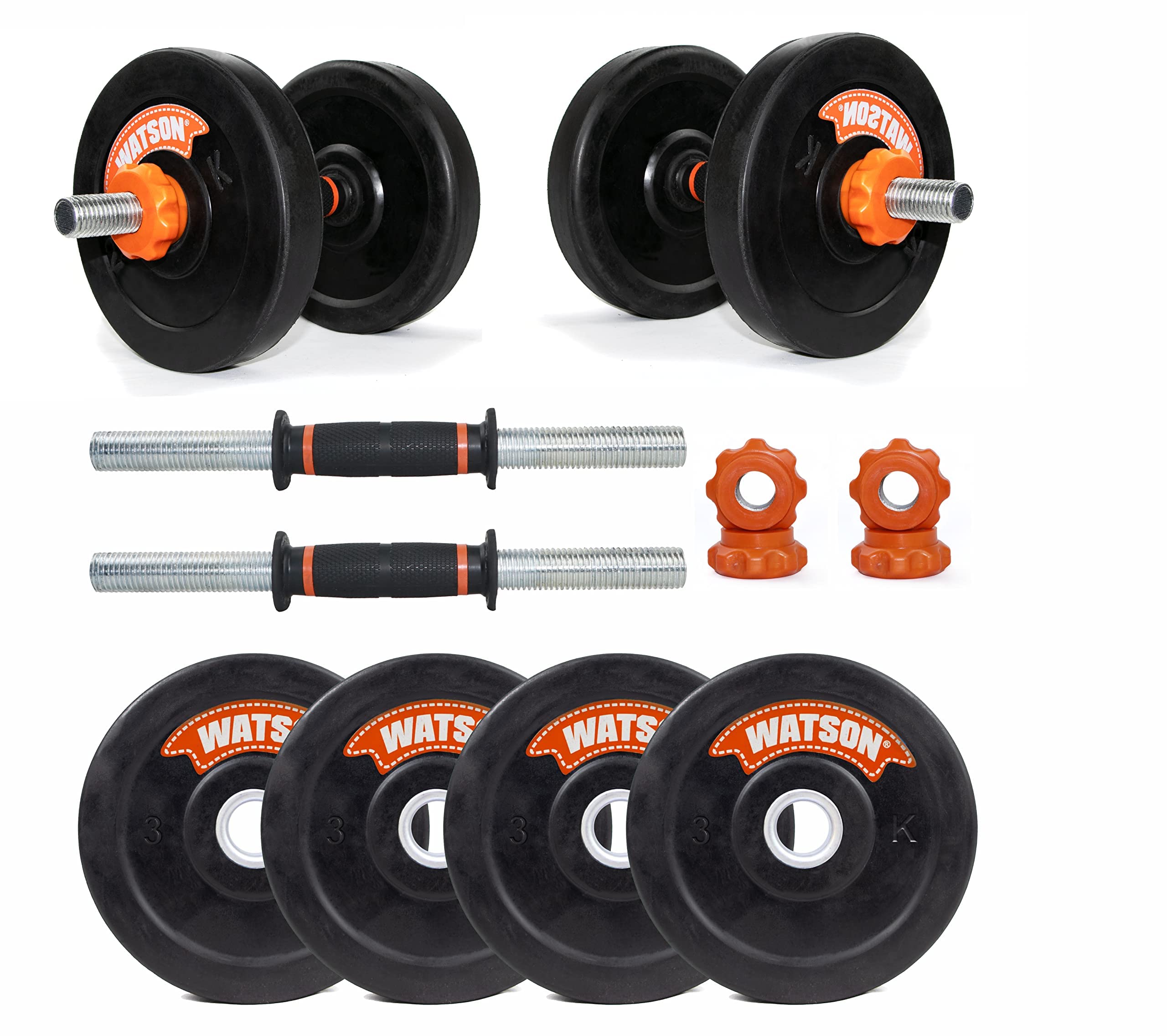 Watson Dumbbell set, Home Gym Equipment, (3x4) 12kg Weights Set Combo, Home Gym Equipment, Dumbbells Set,14" inch Iron Rod, gym equipment set for men-image-9
