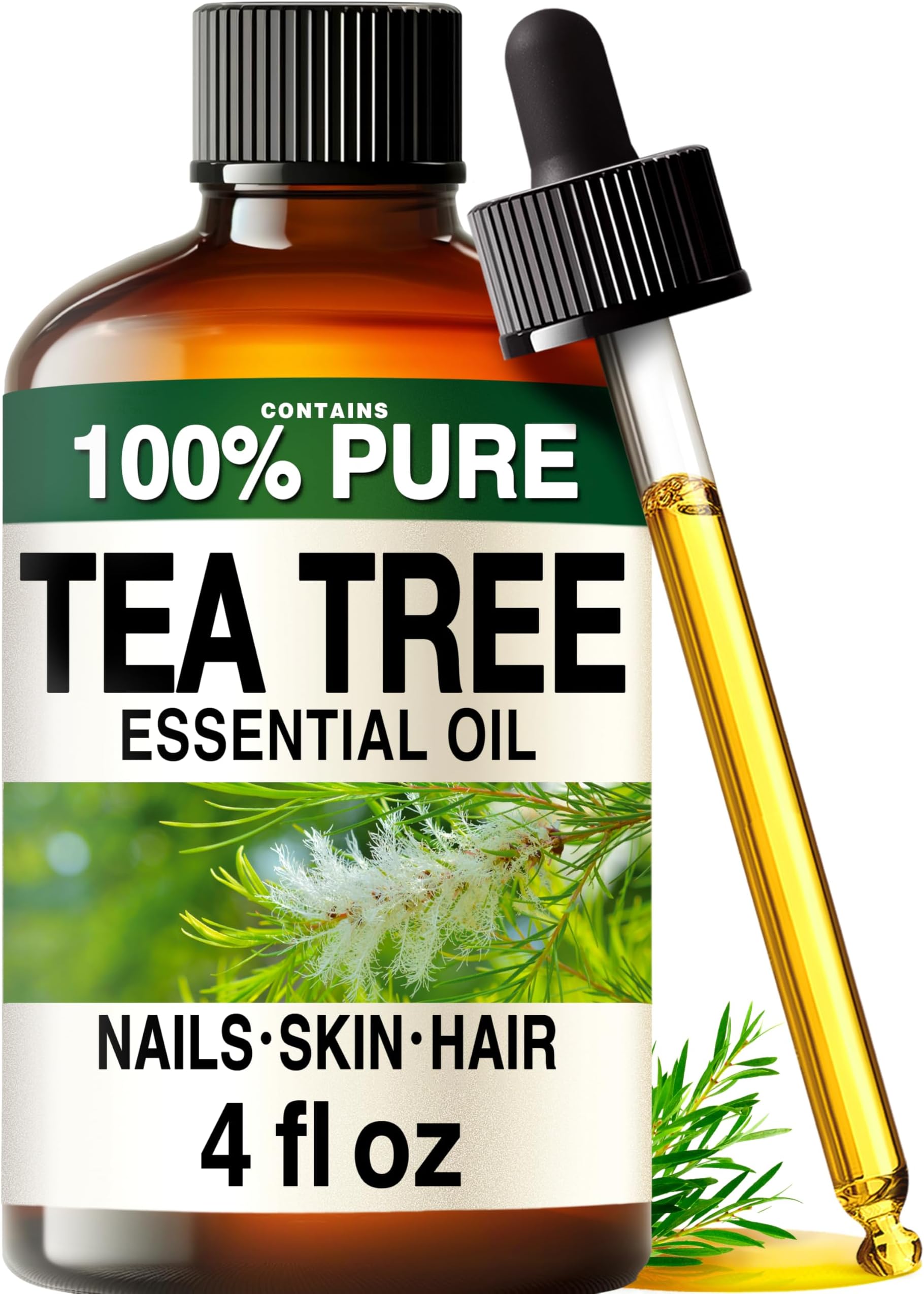 KUKKA Tea Tree Essential Oils - 118ml - for Hair, Skin, Diffuser, Aromatherapy & DIY Soap Making Scent