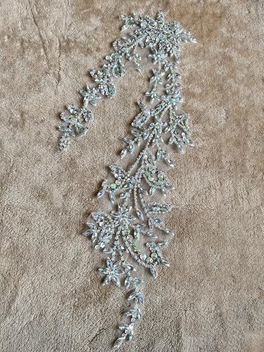 Vista 13 de PLune Diamantes de imitación acrílicos brillantes hechos a mano en apliques de encaje, cuentas de costura, parches para accesorios para vestido