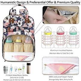 Diaper Bag Backpack Tote for Women Large Capacity, Multifunctional Waterproof Baby Bag with Insulated Pockets For Baby Girl Boy Mama, Maternity Bag Floral Painting