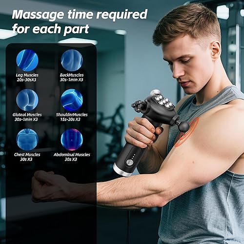 Miniatura 3 de Pistola de masaje de tejido profundo con 5 velocidades, masajeador muscular vibratorio, masajeador de terapia para todo el alivio del cuerpo,