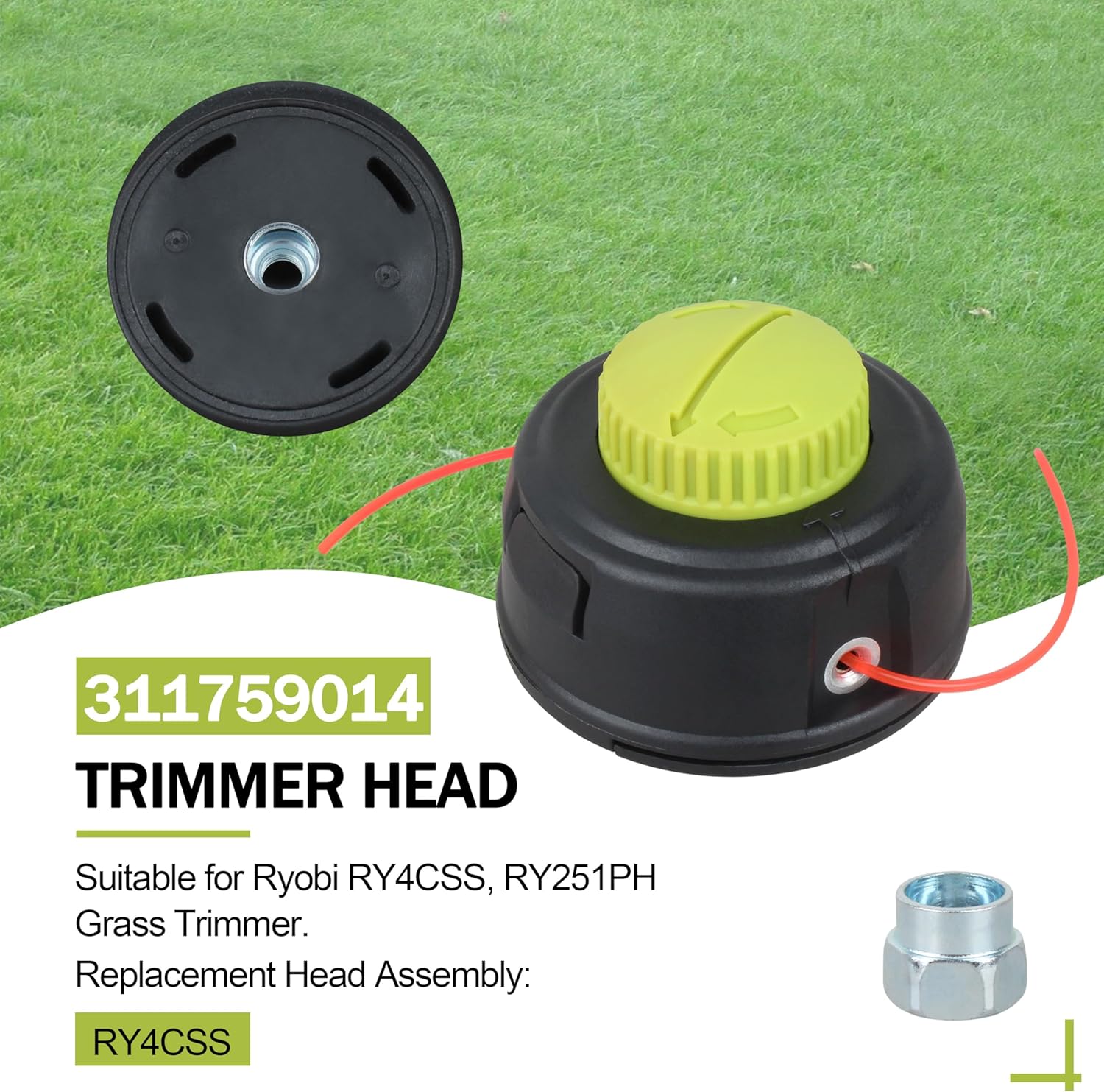 311759014 Straight Shaft Reel Trimmer Head for Ryobi RY4CSS Weed Wacker, Replacement Parts 311759014、RY253SS & AC04156