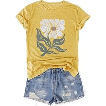 Womens Vintage Flowers T-Shirts Cute Floral Graphic Tees Wildflowers Cottagecore Tshirts Summer Casual Short Sleeve Tops