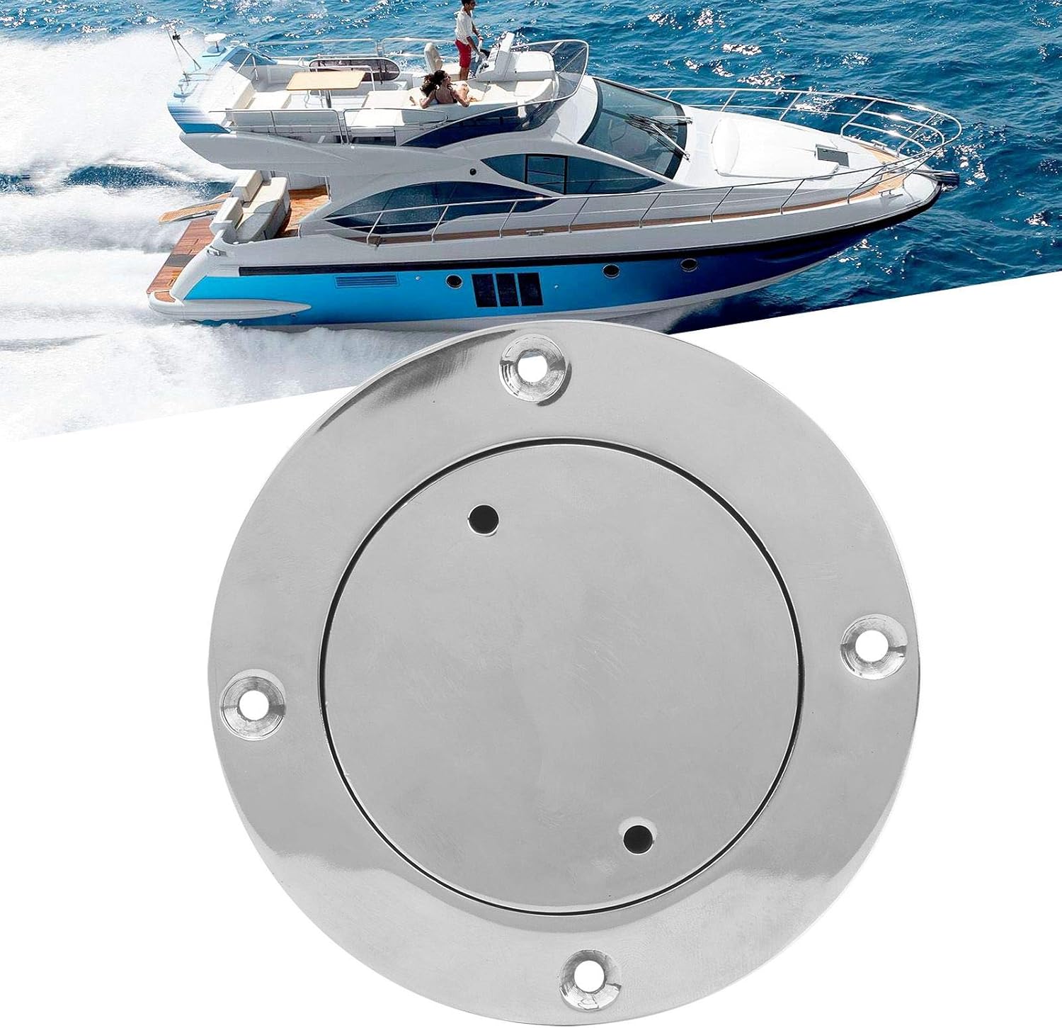 Boat Hatch Deck Plate,3in Deck Cover Plate with Key 316 Stainless Steel Mirror Polished Marine Boat Hardware Accessory