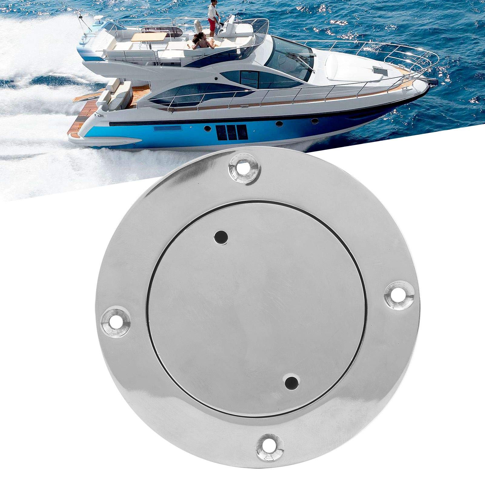 Yctze Plaque de Pont, Trappe D'inspection en Acier Inoxydable de Couvercle de Trappe de Pont en Acier Inoxydable de 3 Pouces avec Clé pour Accessoire de Quincaillerie de Bateau Marin