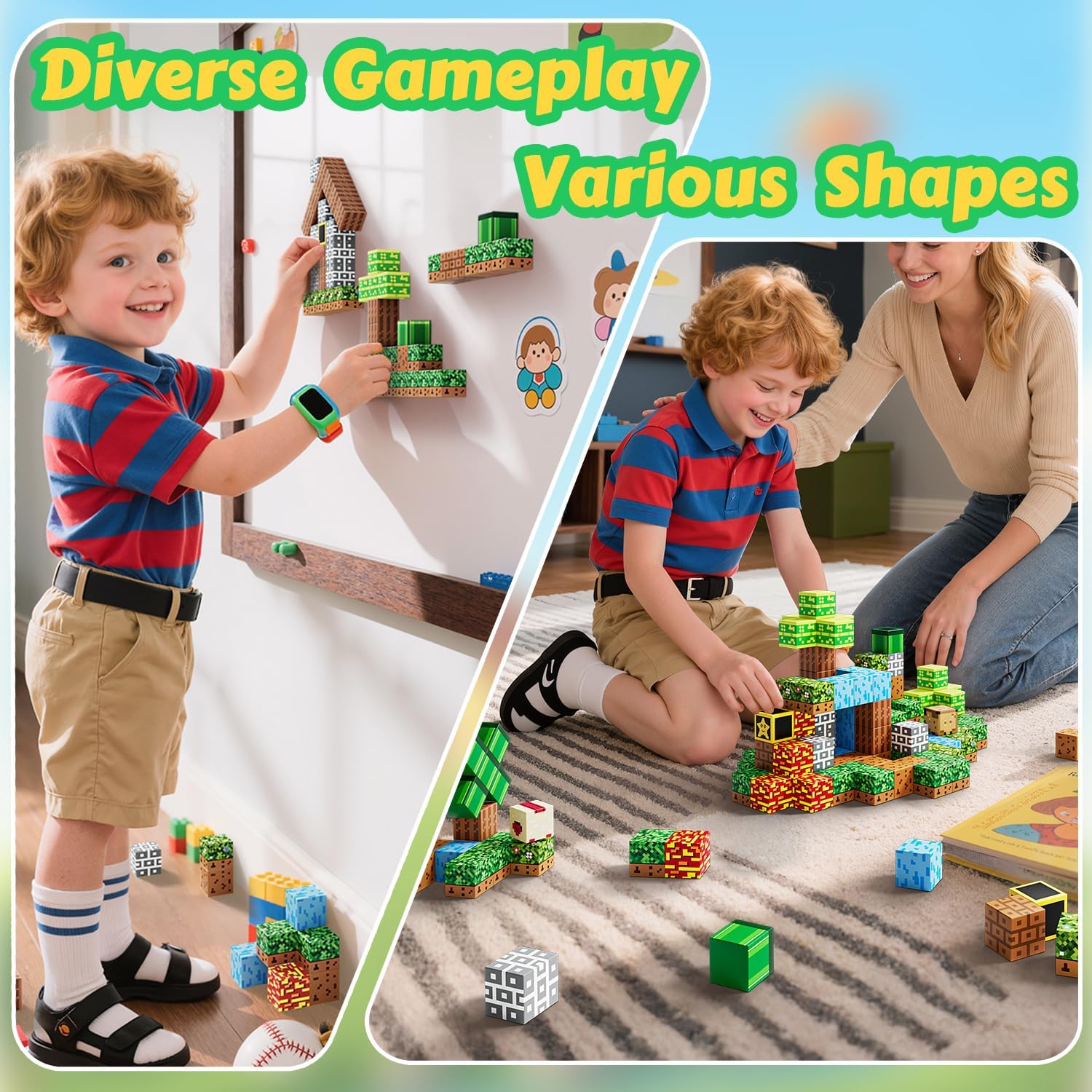 150 PCS Magnetic Blocks, 2X Magnetic Force, 0.8in, Magnetic Building Blocks Cubes for Kids, Magnet Toy for Boys or Girls Age 3+, Stacking Magnets, School STEM Toys for Christmas Birthday Gifts