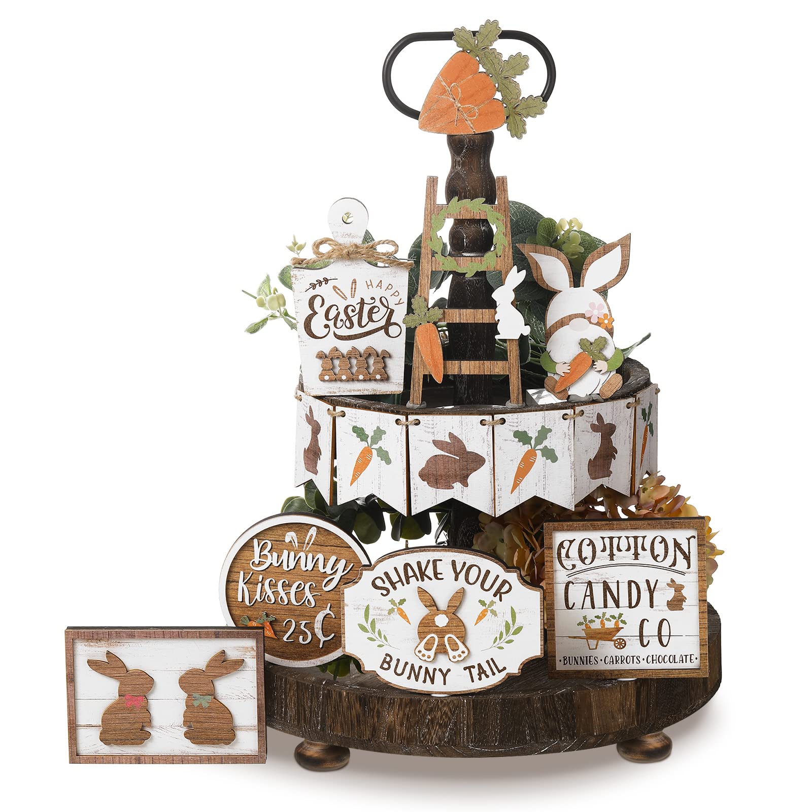 12 Pcs Easter Tiered Tray Decor Set Rustic Easter... 12 Pcs Easter Tiered Tray Decor Set Rustic Easter...
