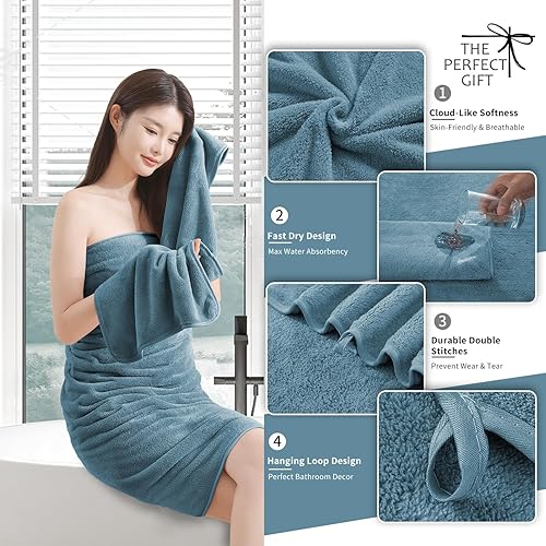 Miniatura 5 de Juego de toallas de baño de 8 piezas2 toallas de baño grandes de gran tamaño, 2 toallas de mano, 4 toallitasJuego de toallas de microfibra ultra