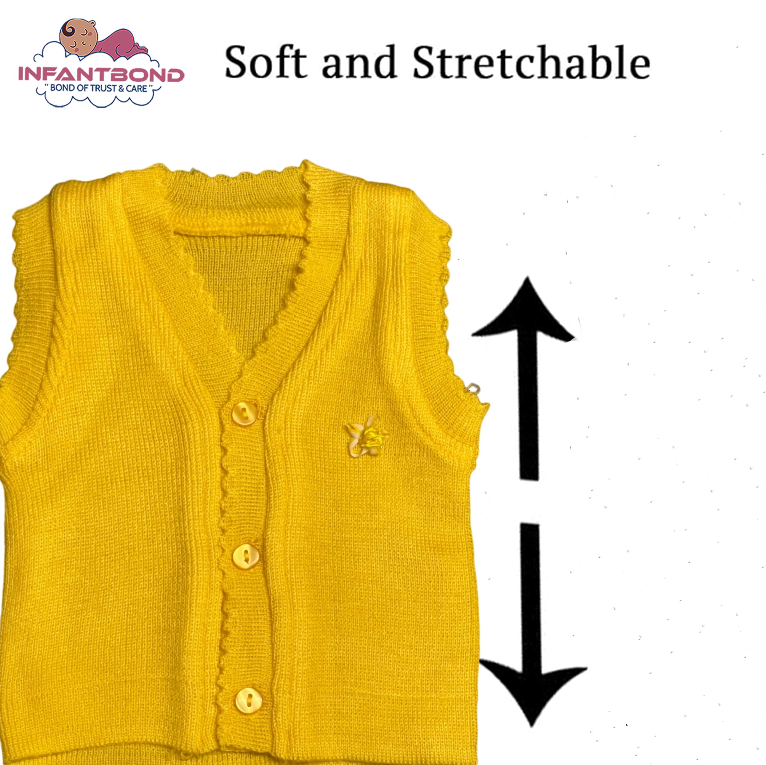 Infantbond New Born Baby Winter Sleeveless Sweater | Inner wear Sweater | Cut sleeves sweater for Baby | Cut sweater (0-2 M) (Pack of 3) (Note: Colours & Designs May Vary) - Image 5 thumbnail