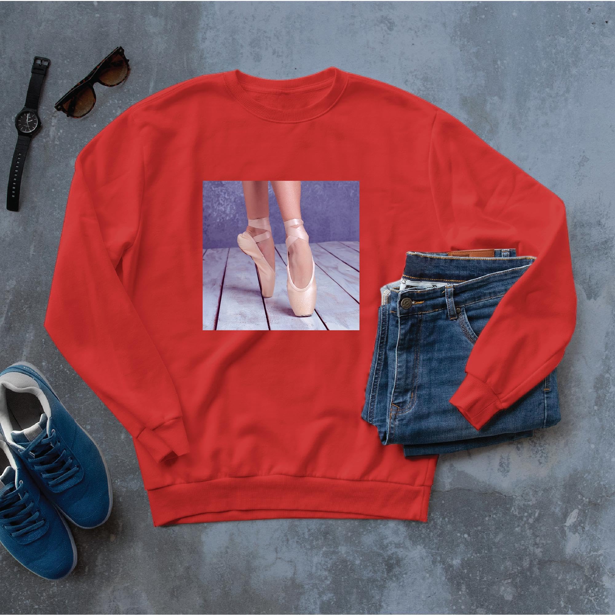 Ballet Pointe Shoes Gift Ideas for Ballerina Dance Enthusiasts Navy Black Muticolor Unisex Sweatshirt