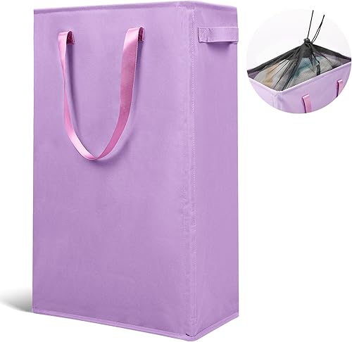 Odonata Cesta de lavandería delgada con asas, cesta plegable para ropa sucia, bolsa estrecha para ropa sucia, cesta plegable para ropa sucia, 45