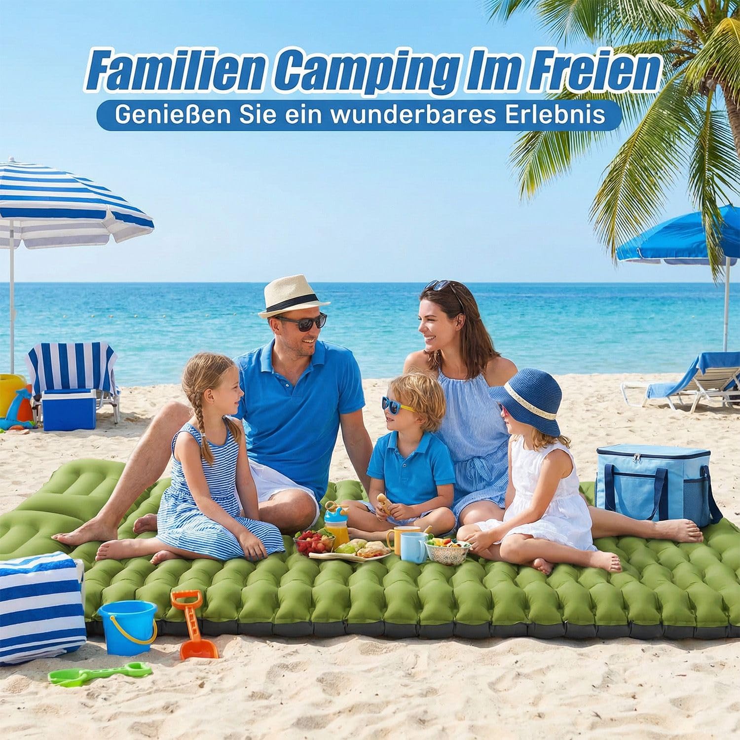 Matelas pour 2 Personnes, Double Matelas de Camping épais - Matelas Gonflable Ultra léger - Matelas Gonflable pour Le Camping, l'extérieur - pour la Plage et la randonnée - avec Pompe