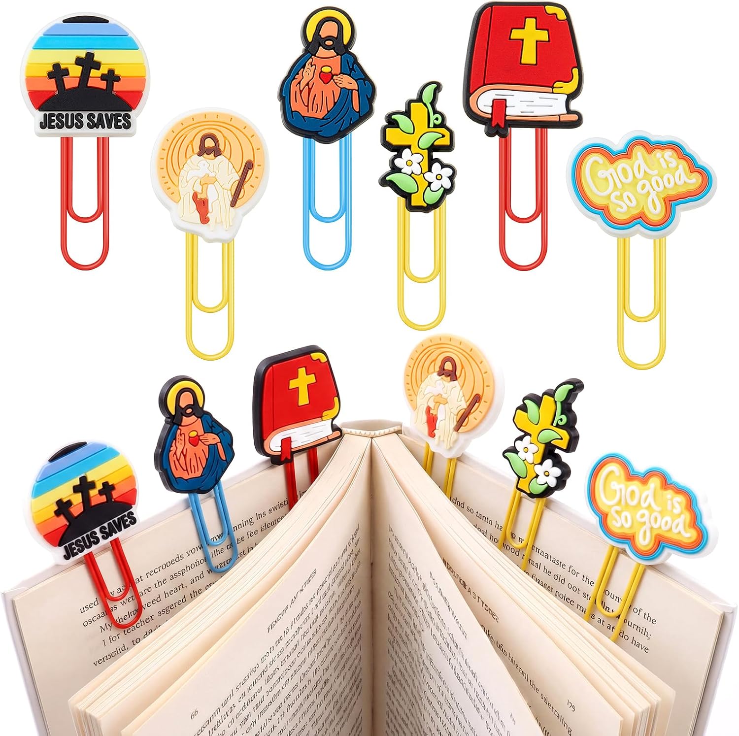 Zomiboo 6 Pcs Christian Bookmarks for Kids, Bible Paper Clip Bookmarks