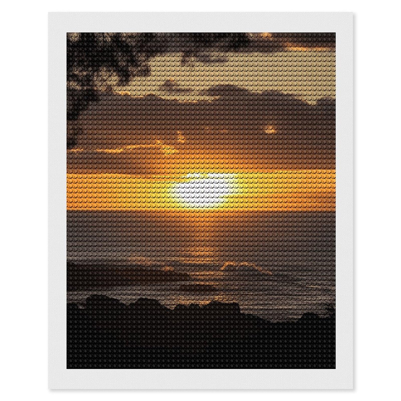 NONHAI Diamond Painting Kits for Adults - DIY Diamond Art Kits for Beginners - Full 5D Paint Drill Diamond Dots Paintings- Sunset Hawaii Beach Diamonds Pictures Gem Art and Craft Wall Decor 16"x20"