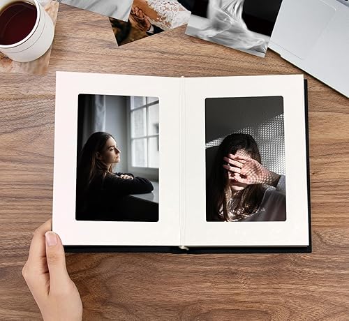 Miniatura 3 de Álbum de fotos pequeño de 4 x 6 pulgadas con capacidad para 24, ideal para álbumes de fotos o fotos temáticas (negroblanco interior)