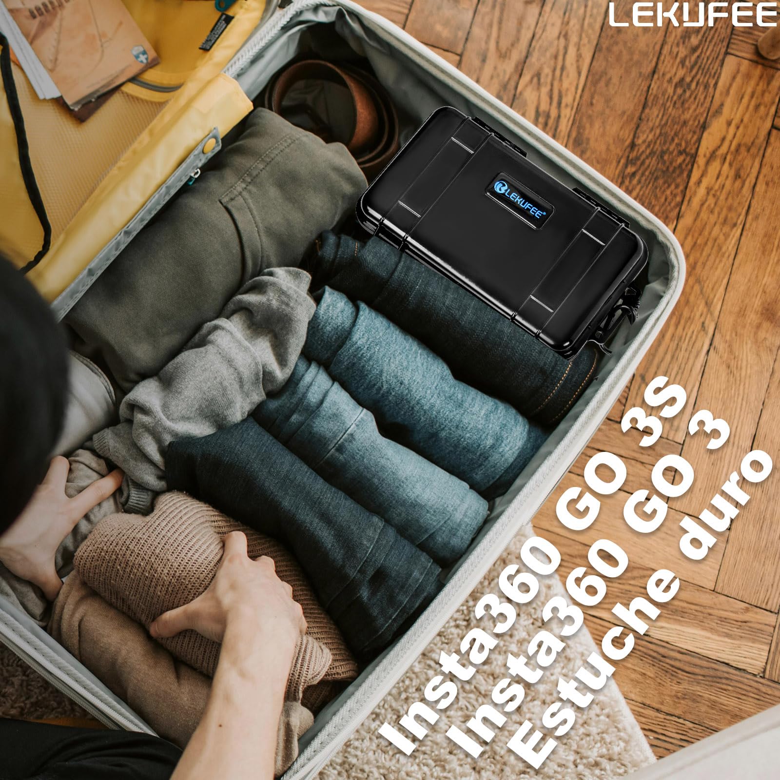 LEKUFEE Estuche Rígido Impermeable para Insta360 GO 3S/GO 3 cámara de acción/vlog y Accesorios (Solo Funda)