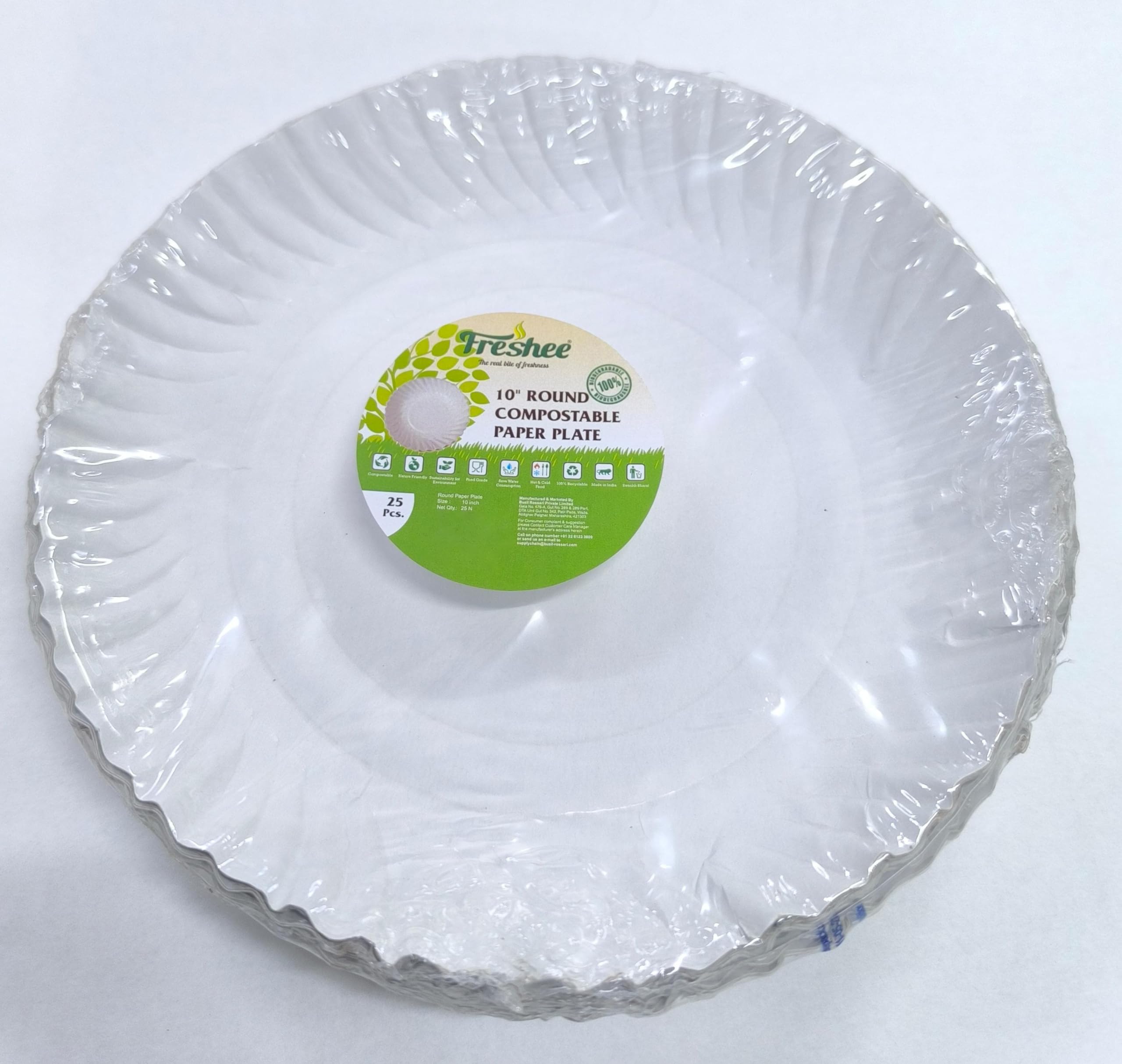 Freshee Paper Plates - 25 Pack, Compostable & Durable -8 Freshee Paper Plates - 25 Pack, Compostable & Durable -8