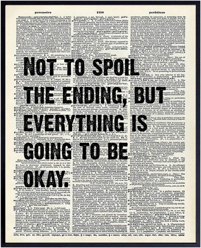 Motivational Upcycled Dictionary Wall Art Print - 8x10 Home Decor or Room Decoration, Funny Poster Picture - Great Inspirational Gift - Unframed Photo
