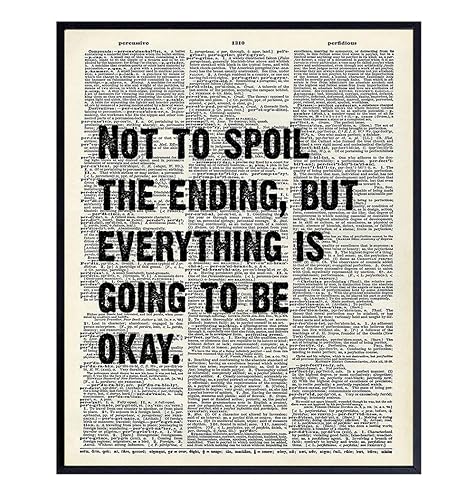 Motivational Upcycled Dictionary Wall Art Print - 8x10 Home Decor or Room Decoration, Funny Poster Picture - Great Inspirational Gift - Unframed