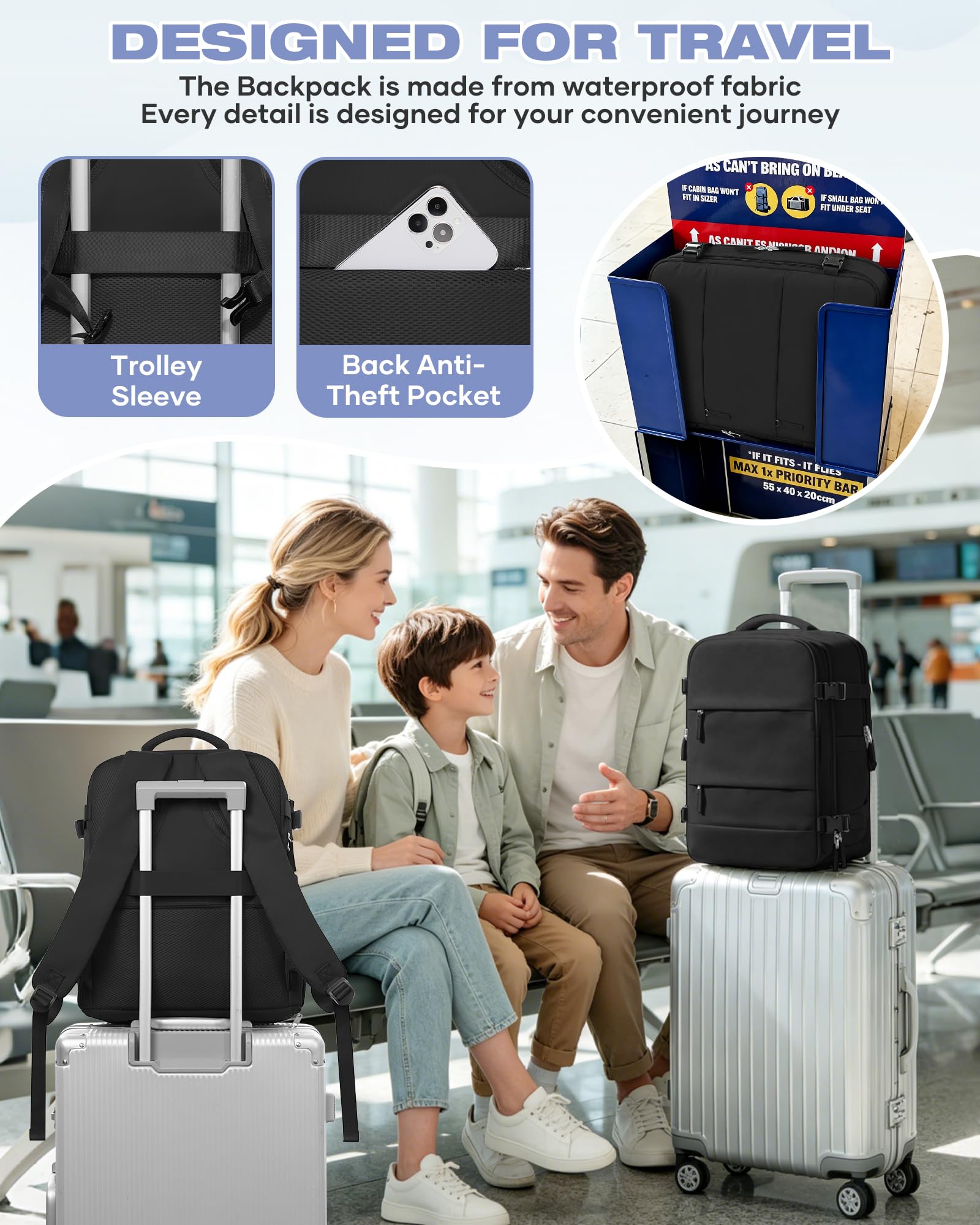 SZLX Mochila al Vacio con Bomba Equipaje de Mano 40x30x20 Ryanair Vueling Wizzair Easyjet Mochila Viaje Cabina Avion 40x20x25 Ryanair Mujer Mochila de transporte Impermeable para Computadora Portátil