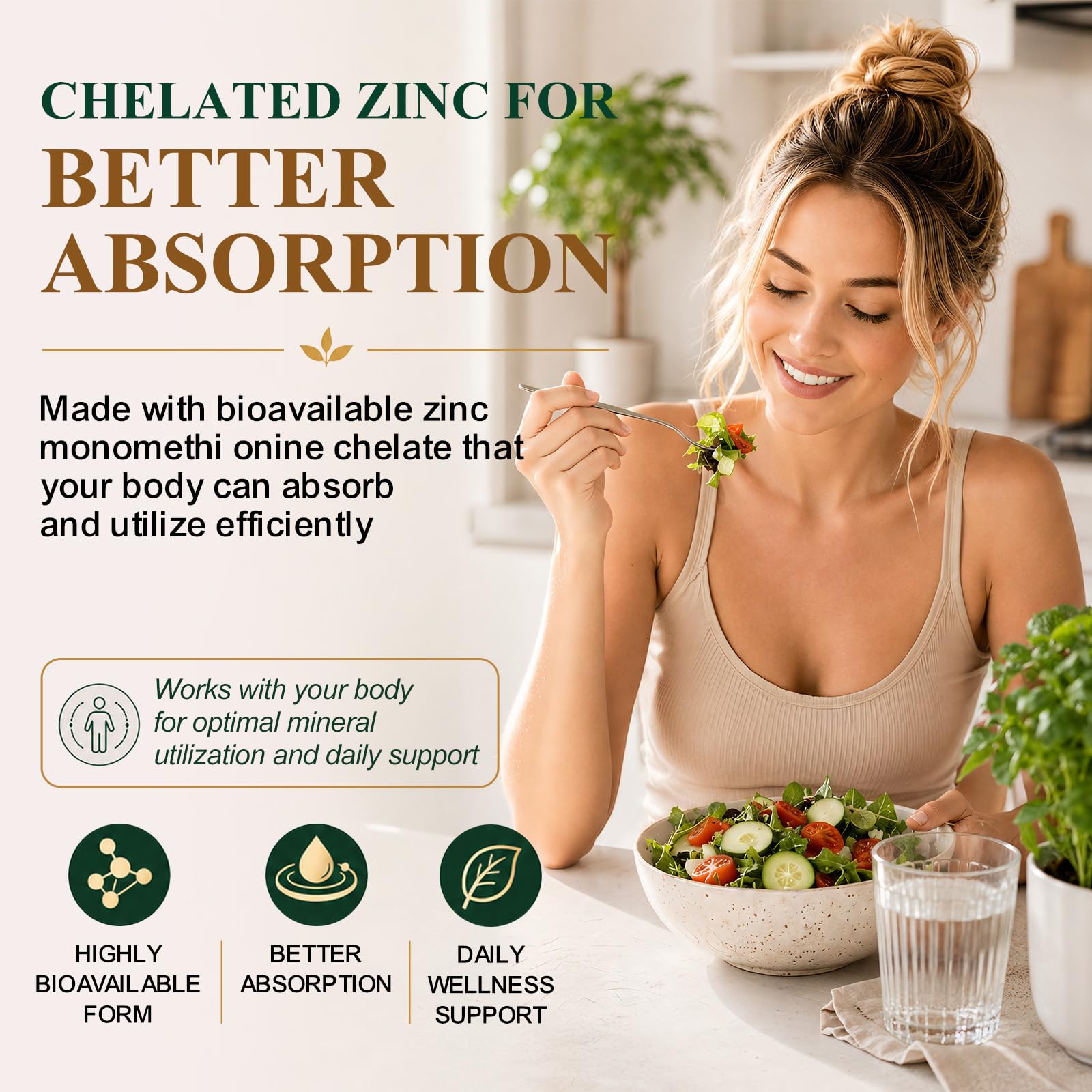 Zinc 30mg with Copper, Selenium, Magnesium, Vitamin C, D3, K2, B6, B12, Biotin & Folate - Chelated Zinc Complex for Women & Men - Immune, Hair, Skin, Nails & Daily Wellness Support - 90 Capsules — Amazon image 4