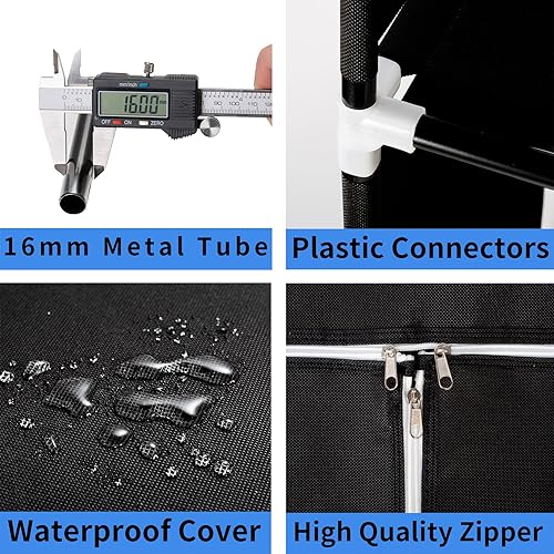 Miniatura 5 de KEKIWE Armario portátil, armario para colgar ropa con 1 varillas para colgar, 6 estantes organizadores de almacenamiento, fácil de montar, ahorro de