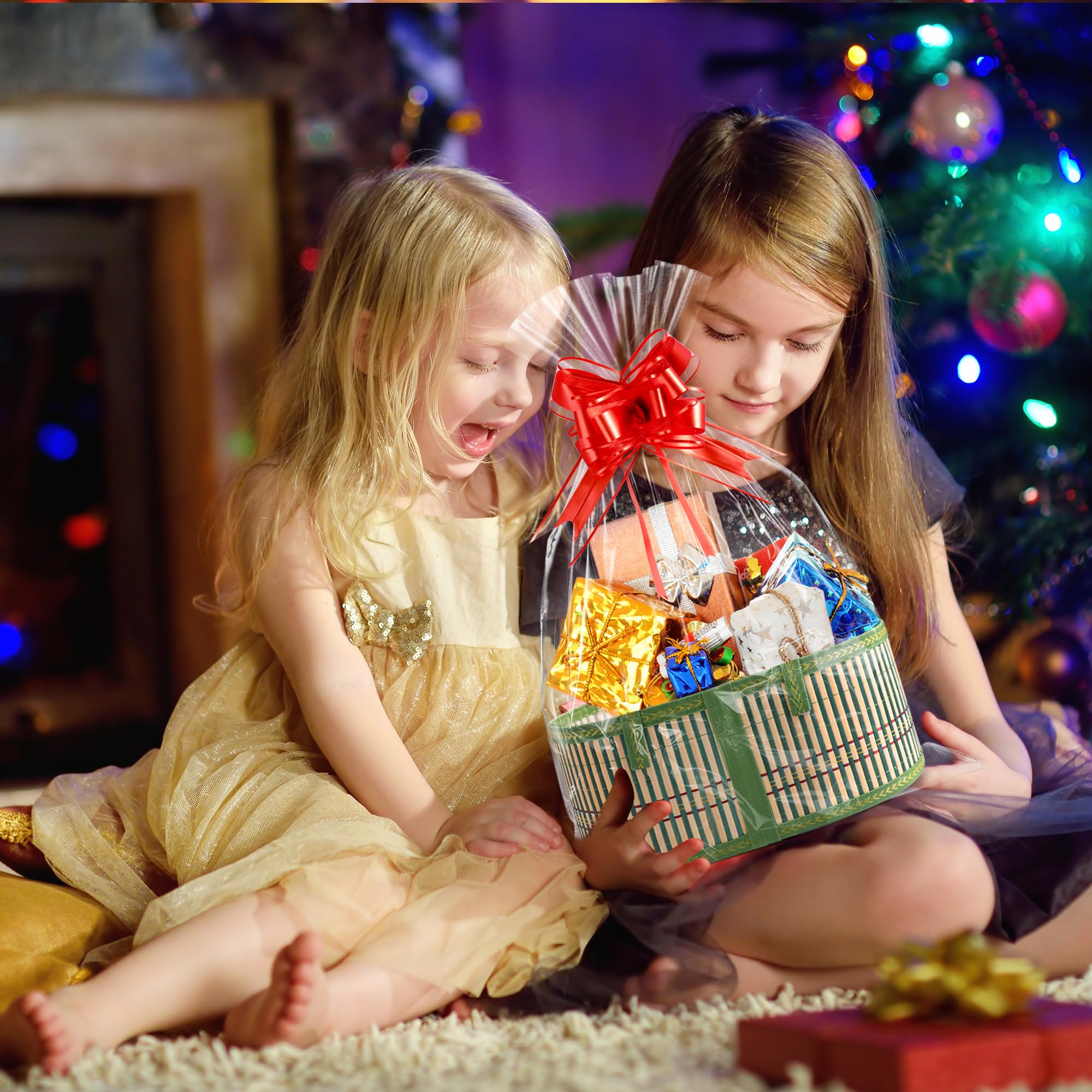 Juego de 2 cestas de regalo vacías, cesta de regalo de bambú tejida con asas, cestas de regalo vacías para llenar para fiestas, bodas, aniversarios, Navidad