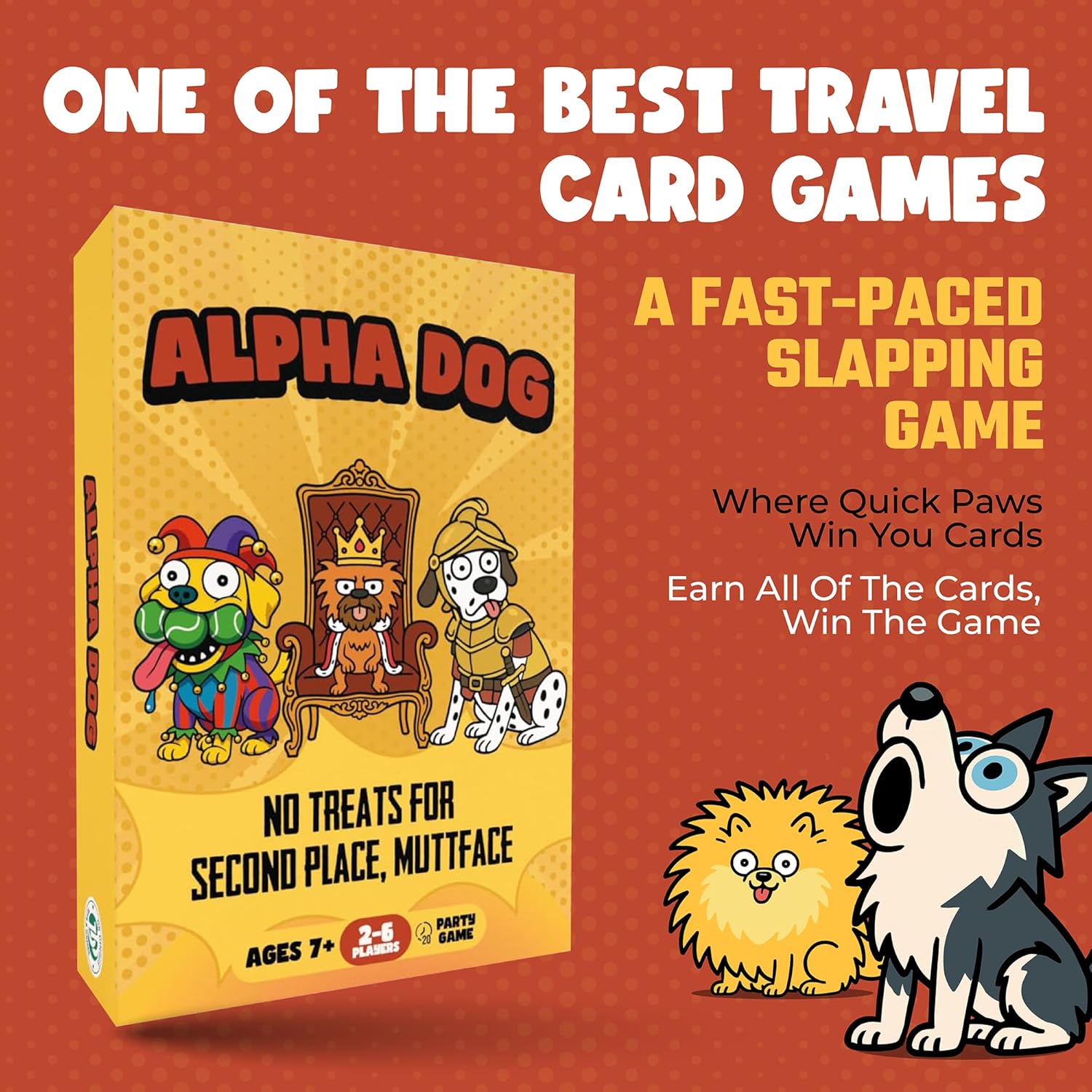 DR DINGUS Alpha Dog - Fast Slap Card Game - 2-6 Players - Ages +7-15 Minutes to Play - High Stakes - Party, Family Night, Kid and Adult
