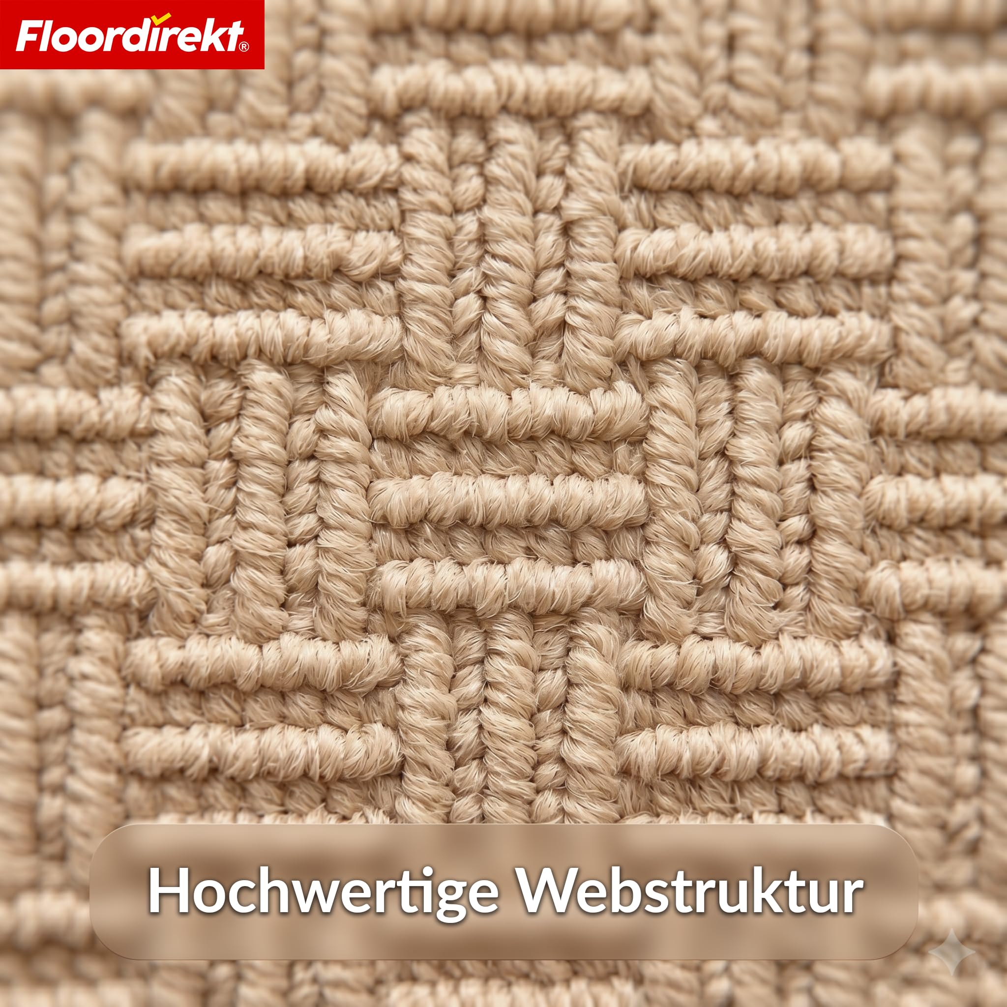Floordirekt Teppichläufer Monaco Beige 80x400 cm - Läufer für Küche, Flur & Wohnraum - Feinschlingen Teppich - rutschfest & Antistatisch