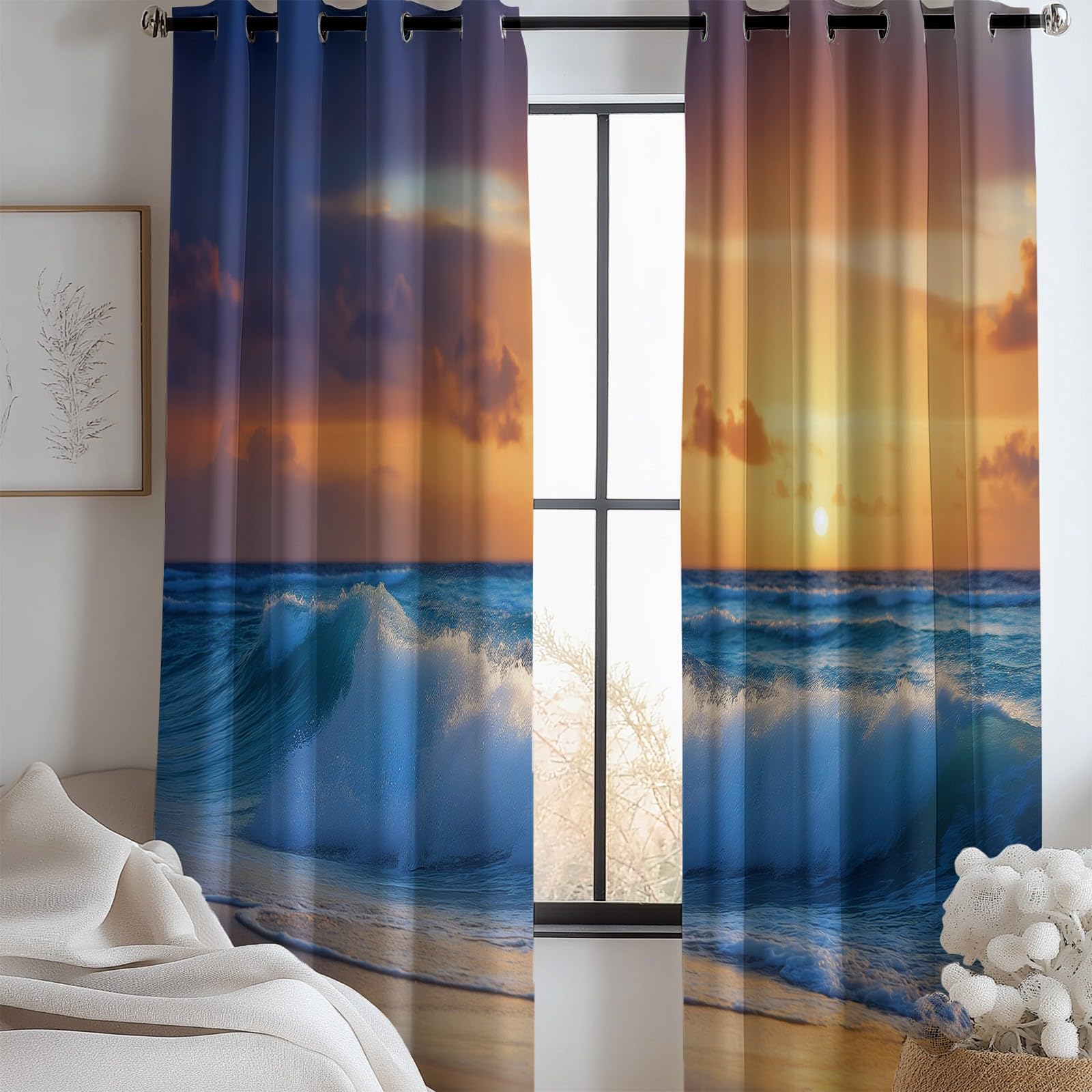 Rideau de chambre enfant bleu coucher de soleil pour créer un cocon apaisant